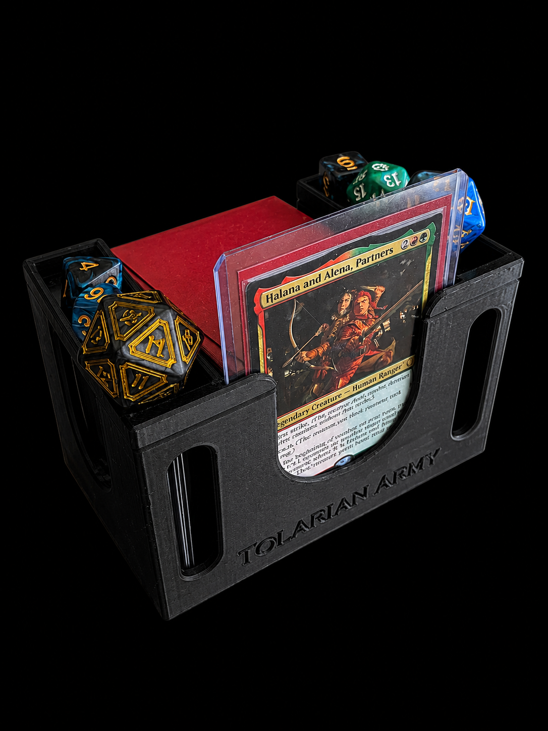 Command Zone Tolarian con dados, mazo y slot para el commander